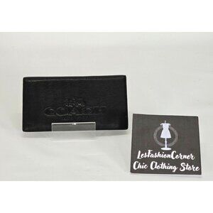 Coach Black Pebble Leather Checkbook Pen Holder Loop Wallet Small 2928